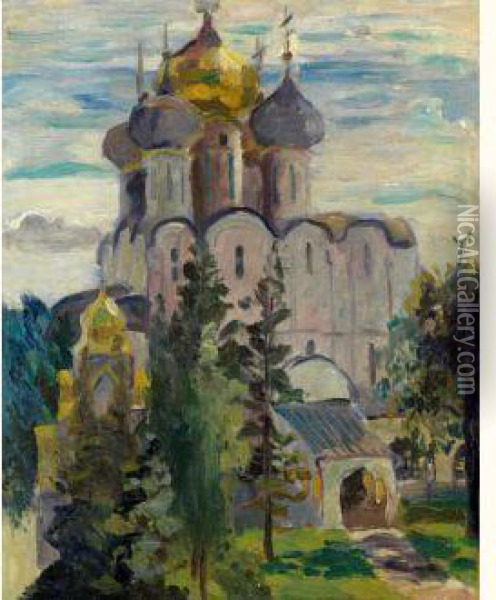 Church In Autumn Oil Painting - Aristarkh Vasilievic Lentulov