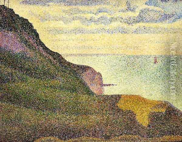 Port En Bessin The Semaphore And Cliffs Oil Painting - Georges Seurat