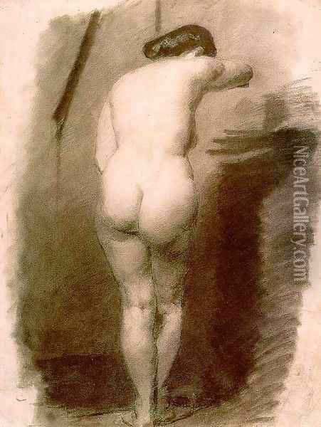 Study of a Standing Nude Woman Oil Painting - Thomas Cowperthwait Eakins
