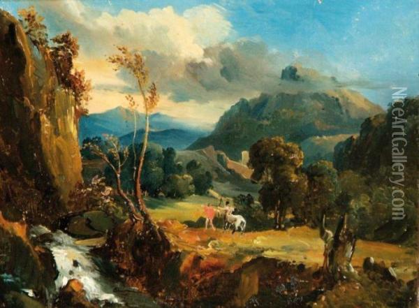 L'education D'achille Par La Centaure Chiron Oil Painting - Theodore Rousseau