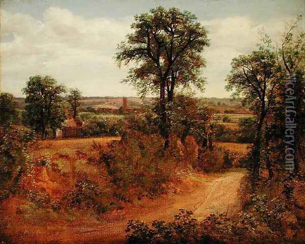 A Lane near Dedham, c.1802 Oil Painting - John Constable