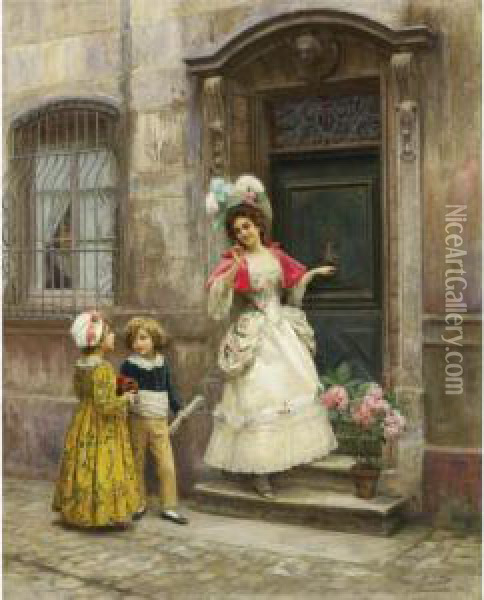 Grandmother's Birthday Oil Painting - Jules Girardet
