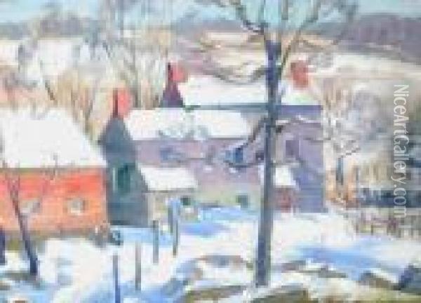 Winter Farm Scene Oil Painting - George Gardner Symons