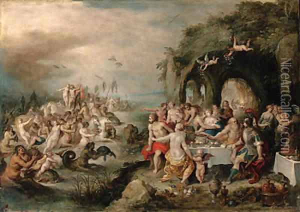 The Feast of the Gods with the Triumph of Neptune and Amphitrite Oil Painting - Frans II Francken