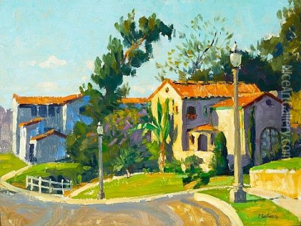 Street In Pasadena Oil Painting - Ferdinand Kaufmann