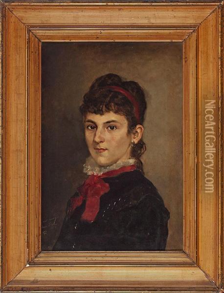 Retrato Femenino, Probablemente Luisa Fiol Oil Painting - Antonio Fuster Forteza