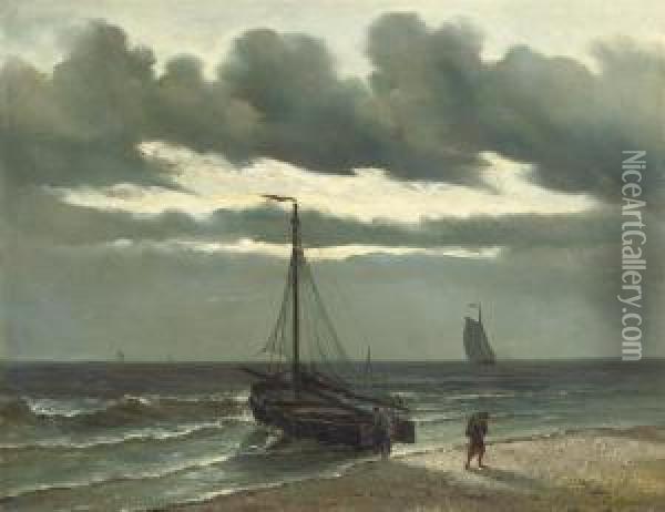In The Surf Oil Painting - Georges Johannes Hoffmann