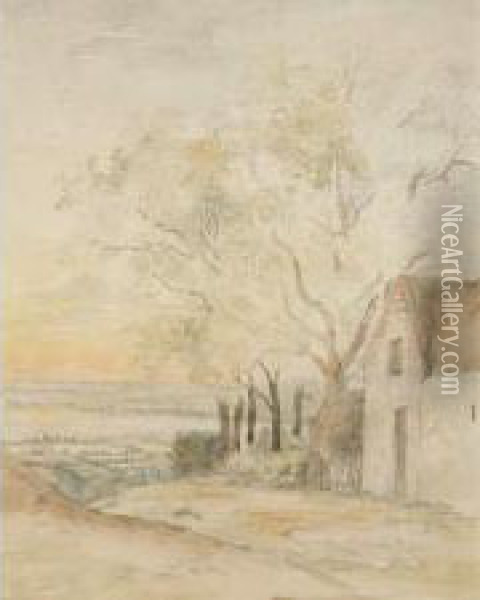 Looking Across The Humber And Up The Ouse From Mr Paston's Close At Aulkbro' Oil Painting - John Powell
