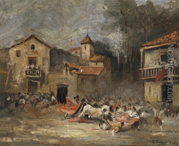 Ein Stierkampf Oil Painting - Eugenio Lucas Velazquez
