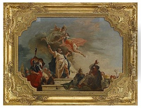 Ifigenias Offer (study For Ceiling Painting) Oil Painting - Francesco Salvator Fontebasso