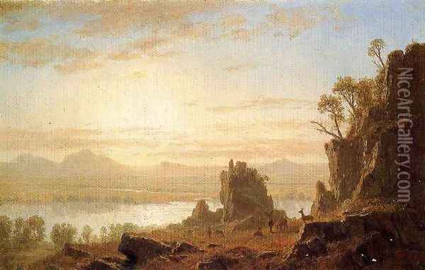 The Columbia River, Oregon Oil Painting - Albert Bierstadt