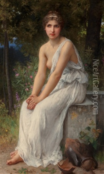 Beauty In A Garden Oil Painting - Charles Amable Lenoir