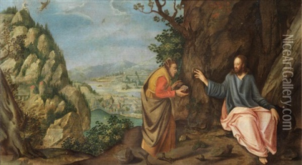 The Temptation Of Christ Oil Painting - Marten van Valkenborch the Elder