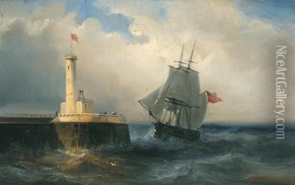 Le Phare Oil Painting - Louis Verboeckhoven