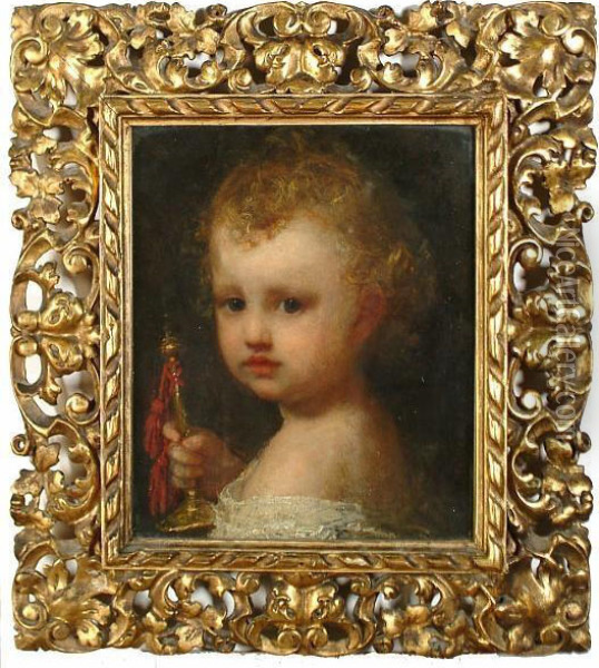 Portrait Of A Young Child Oil Painting - Karl Wilhelm Friedrich Bauerle