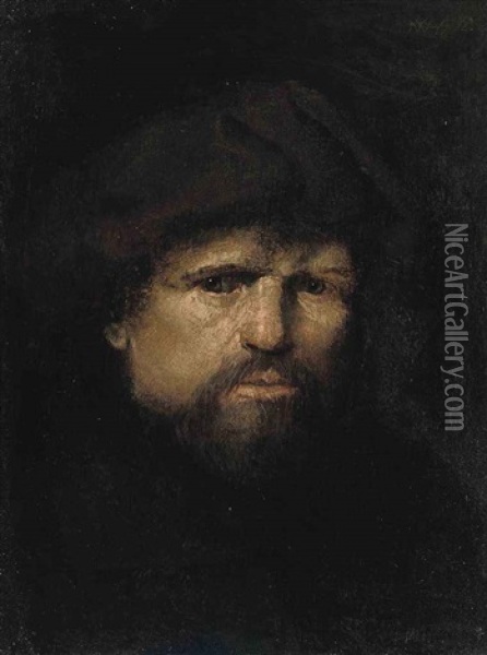 A Tronie Of A Bearded Man In A Hat Oil Painting - Nicolas (Walraven) van Haeften