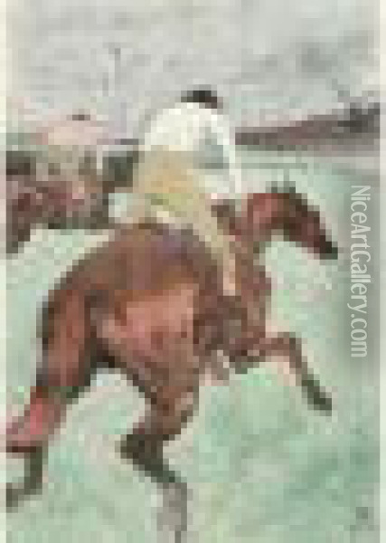 Le Jockey. 1899. Oil Painting - Henri De Toulouse-Lautrec