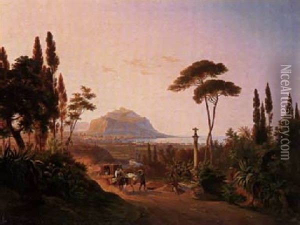 Palermo Di St. Maria Di Gesu Oil Painting - Carl (Karl) Wilhelm Goetzloff