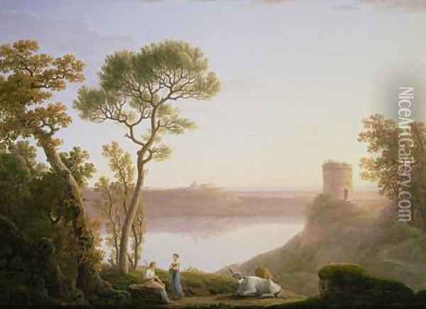 Lake Albano with Castel Gandolfo 1787 Oil Painting - Jacob More