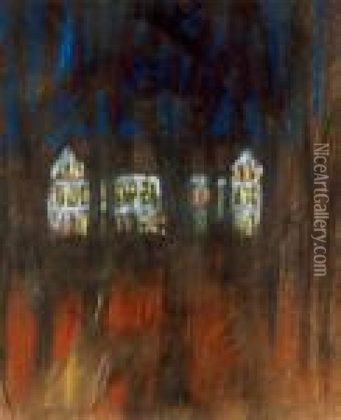 The Castle Of Toketerebesi At Night Oil Painting - Jozsef Rippl-Ronai