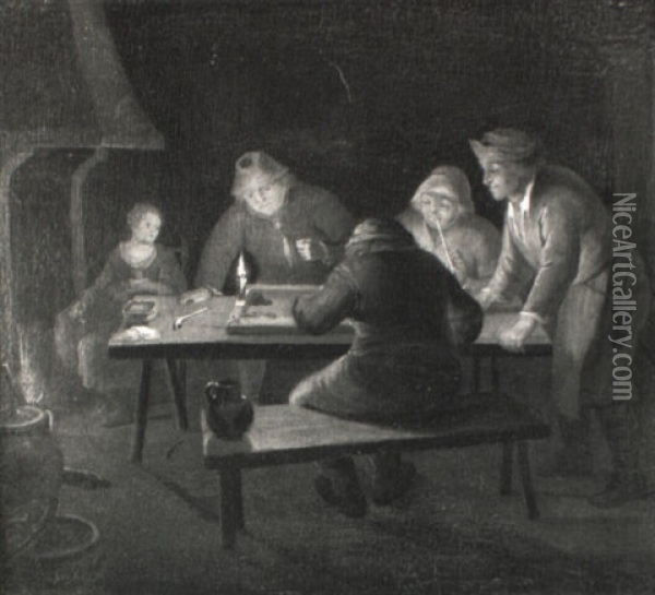 Brettspiel In Der Gesindekuche Oil Painting - Bartholomeus Molenaer