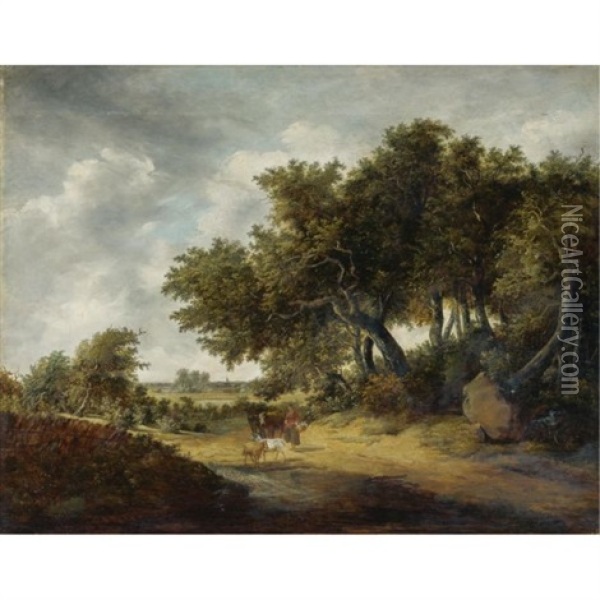Travelers On A Sandy Road Oil Painting - Jan Vermeer van Haarlem the Younger