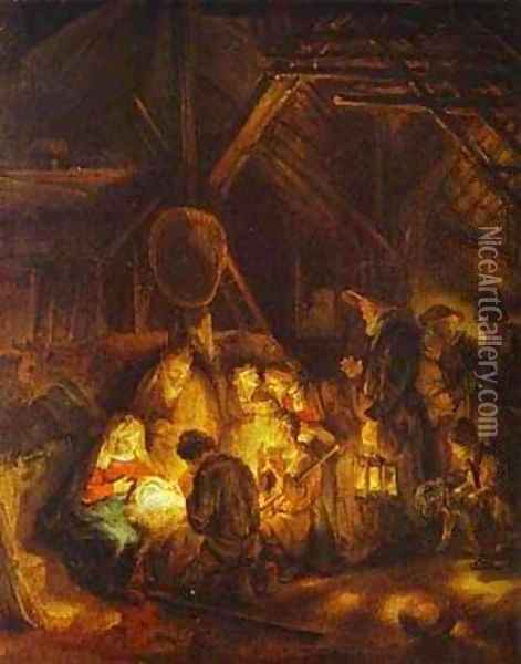 Adoration Of The Shepherds 1646 Oil Painting - Harmenszoon van Rijn Rembrandt