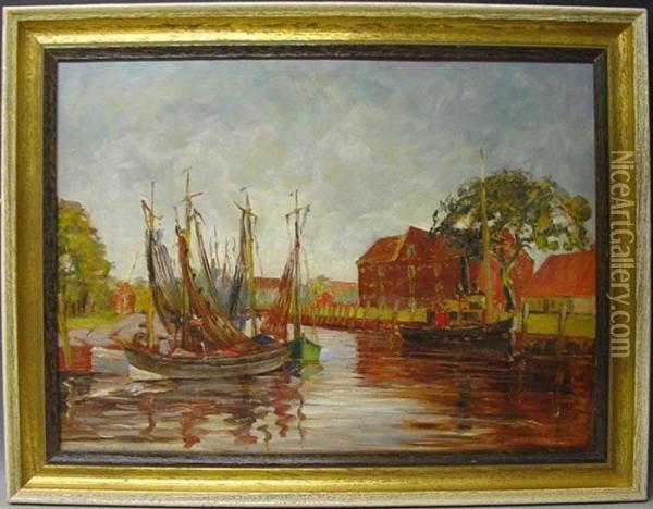 Tonninger Hafen Mit Packhaus Oil Painting - Ingwer Paulsen