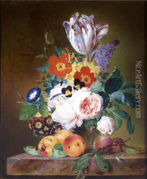 Flowers In A Vase Oil Painting - Theodor Mattenheimer