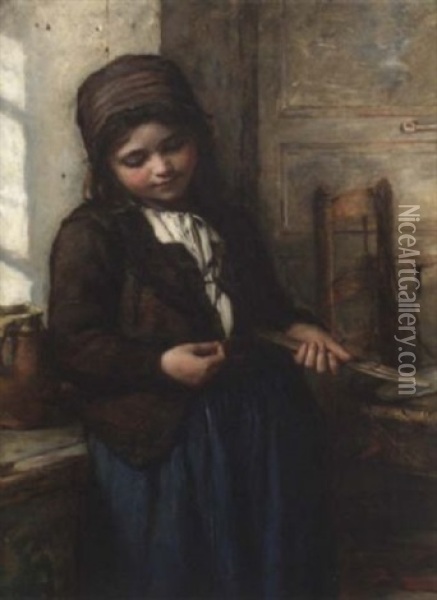 A Boulogne Fisher Girl Oil Painting - Francis Montague (Frank) Holl
