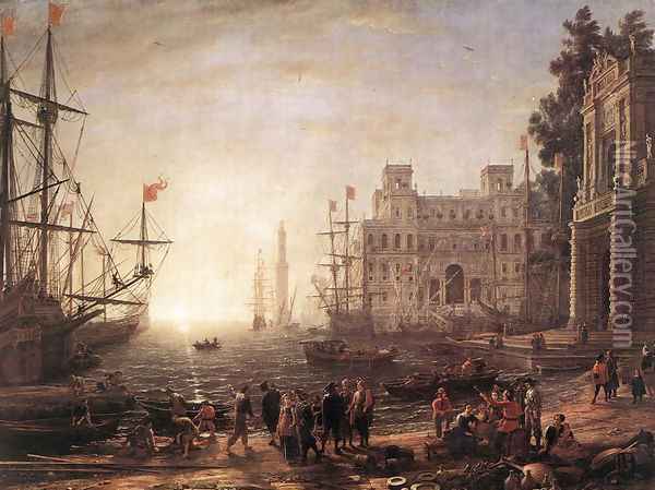 Port Scene with the Villa Medici 1637 Oil Painting - Claude Lorrain (Gellee)