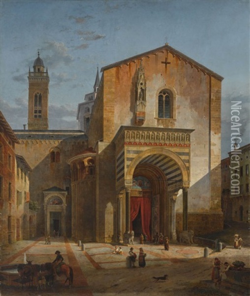 Bergamo - Ansicht Des Sudlichen Querhauses Von S. Maria Maggiore Oil Painting - Leo Von Klenze