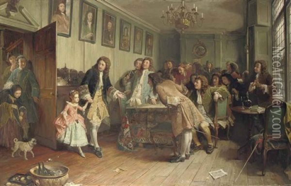 The Introduction Of Lady Mary Wortley Montague To The Kit Kat Club Oil Painting - Andrew Carrick Gow