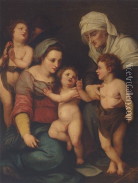 Maria Og Elisabeth Med Jesus Og Johannes Oil Painting - Andrea Del Sarto