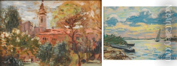 Untitled (2 Works) Oil Painting - Auguste Pegurier