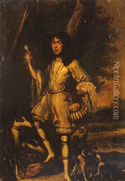 Portrait D'un Fauconnier Sur Fond De Paysage Oil Painting - Carel de Moor
