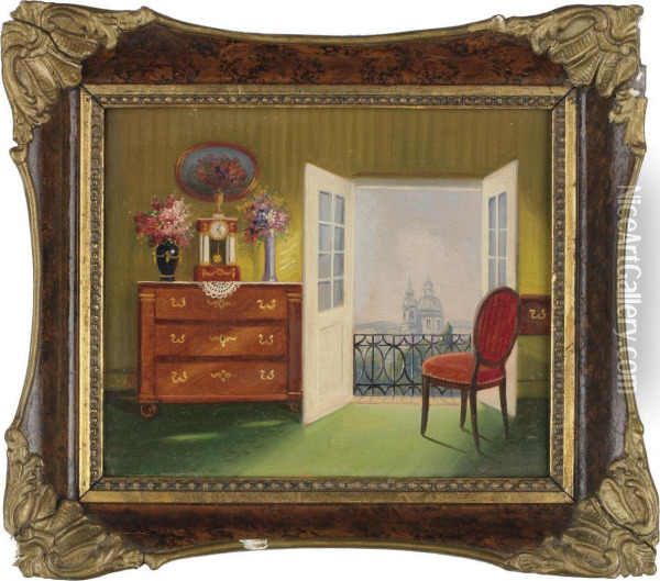 Interieur Oil Painting - Hermann Klingsbogel