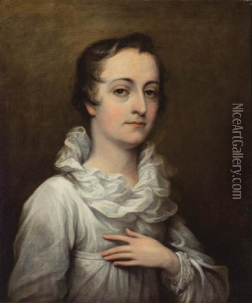 Lady In White Oil Painting - John Trumbull