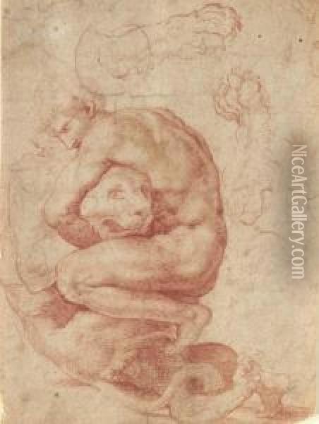 Hercules And The Nemean Lion Oil Painting - Rancesco De' Rossi (see Salviati, Cecchino Del)