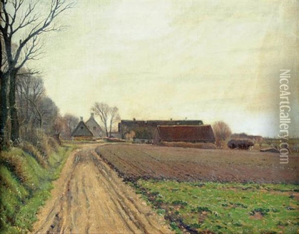 The Road To The Farm Oil Painting - Arthur Nielsen