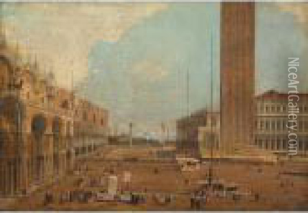 Venice, A View Of The Piazza Di San Marco, Looking South Oil Painting - (Giovanni Antonio Canal) Canaletto