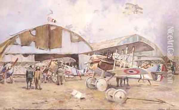 The Airfield Oil Painting - Francois Flameng