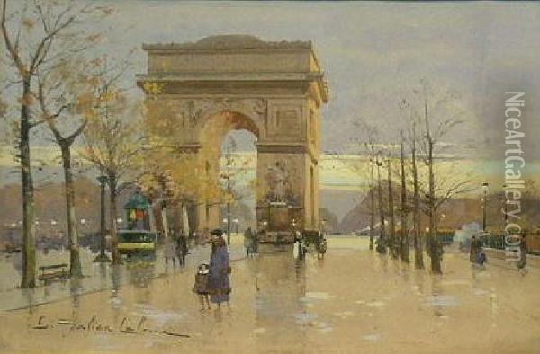 Place De L'etoile, Apres La Pluie Oil Painting - Eugene Galien-Laloue