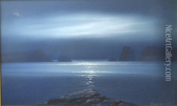 Calm; Storm (2 Works) Oil Painting - Carl Kenzler