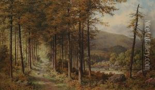 Larch Woods In Borrowdale Oil Painting - Samuel Henry Baker
