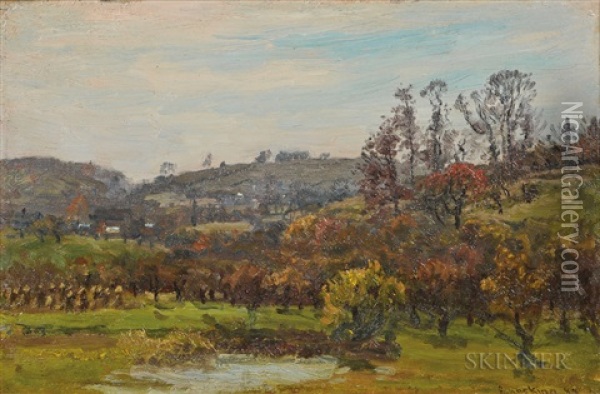 Hillside Landscape And Farm Oil Painting - John Joseph Enneking