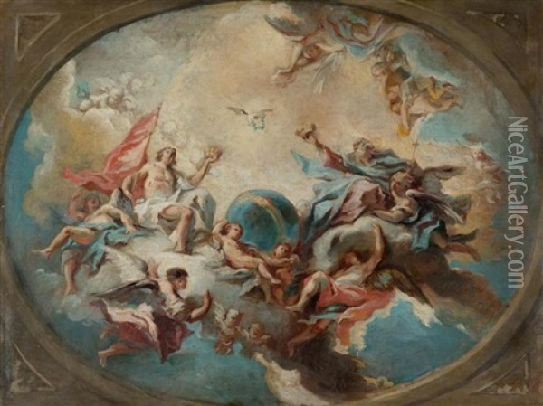 Die Heilige Dreifaltigkeit - Modello Oil Painting - Carlo Innocenzo Carlone