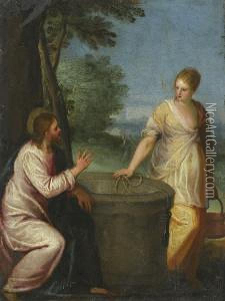 Christ And The Woman At The Well Oil Painting - Hans Rottenhammer