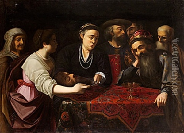Salome Med Johannes Doparens Huvud Infor Herodes Oil Painting -  Caravaggio