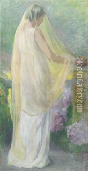 Portrait Of A Woman Oil Painting - Ellen Day Hale